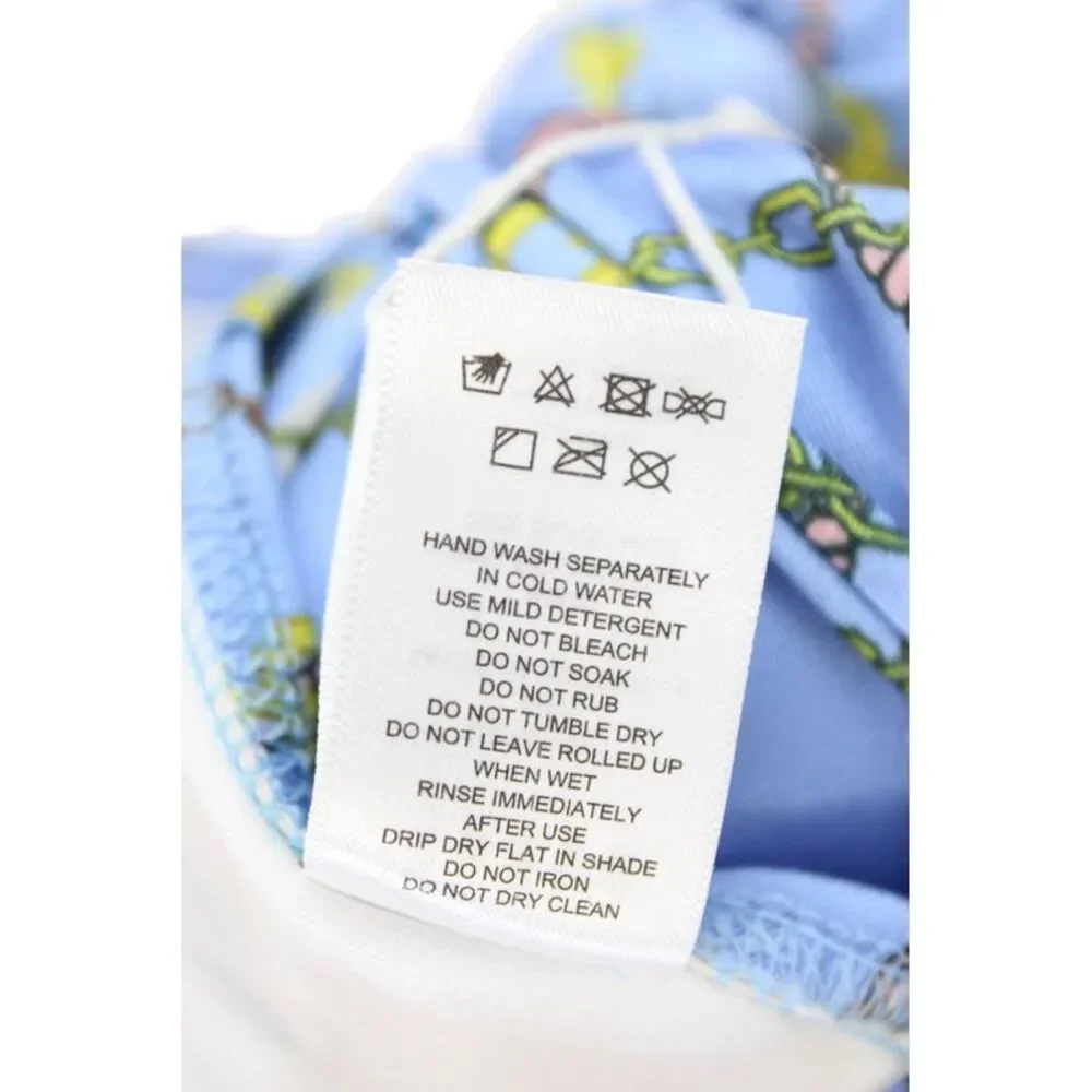 Suboo Womens Textured Sailor Knot Bandeau Printed Bikini Top Blue Size XXS